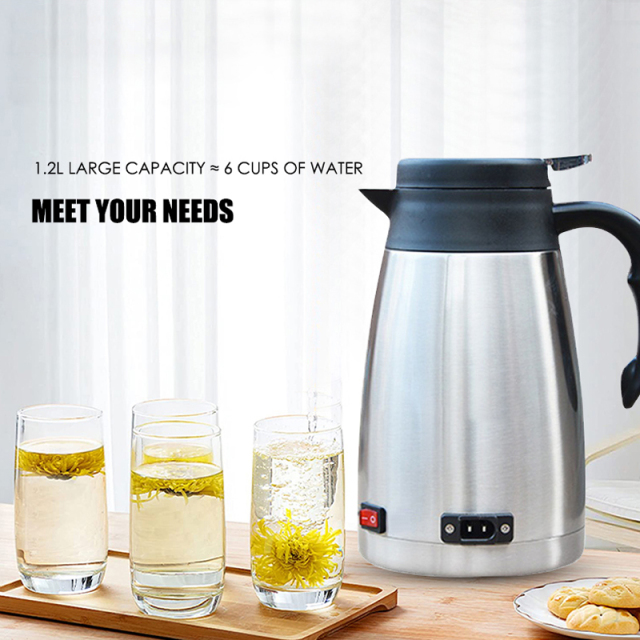 12v/24v Portable 1.2L Car Electric Boiling Hot Water Heater Kettle Boiler for Car