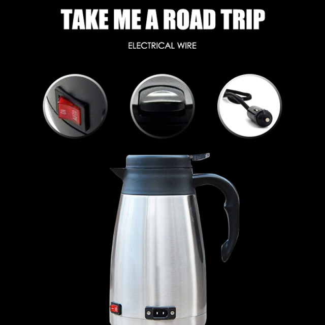 12v/24v Portable 1.2L Car Electric Boiling Hot Water Heater Kettle Boiler for Car