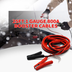 Jumper Cables 1 Gauge 25 Feet Heavy Duty Booster Cables with Carry Bag Jump Start Dead or Weak Batteries for Car