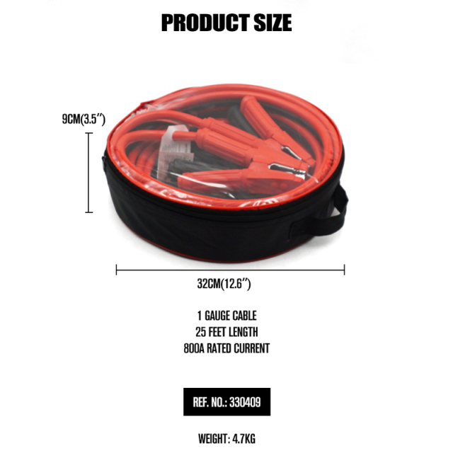 Jumper Cables 1 Gauge 25 Feet Heavy Duty Booster Cables with Carry Bag Jump Start Dead or Weak Batteries for Car