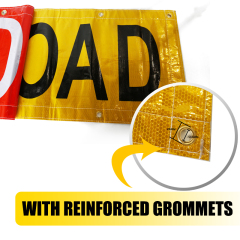 FMCSA 393.87 Approved Silk Screen Print UV Resistant Grade 4 18"x 96" Reversible "D" and Oversize Load Banners