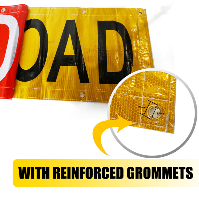 FMCSA 393.87 Approved Silk Screen Print UV Resistant Grade 4 18"x 96" Reversible "D" and Oversize Load Banners