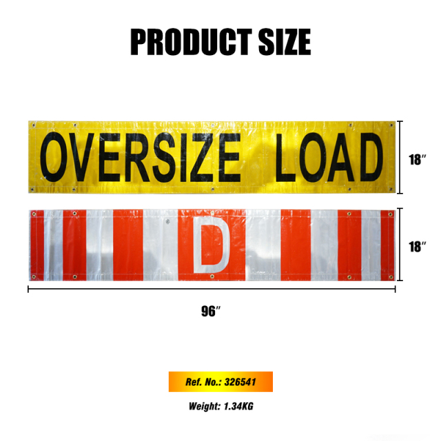 FMCSA 393.87 Approved Silk Screen Print UV Resistant Grade 4 18"x 96" Reversible "D" and Oversize Load Banners