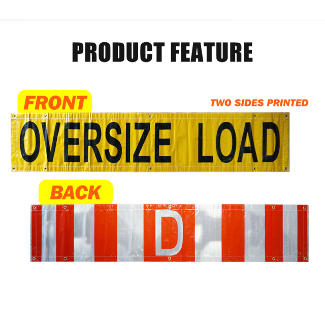 FMCSA 393.87 Approved Silk Screen Print UV Resistant Grade 4 18"x 96" Reversible "D" and Oversize Load Banners