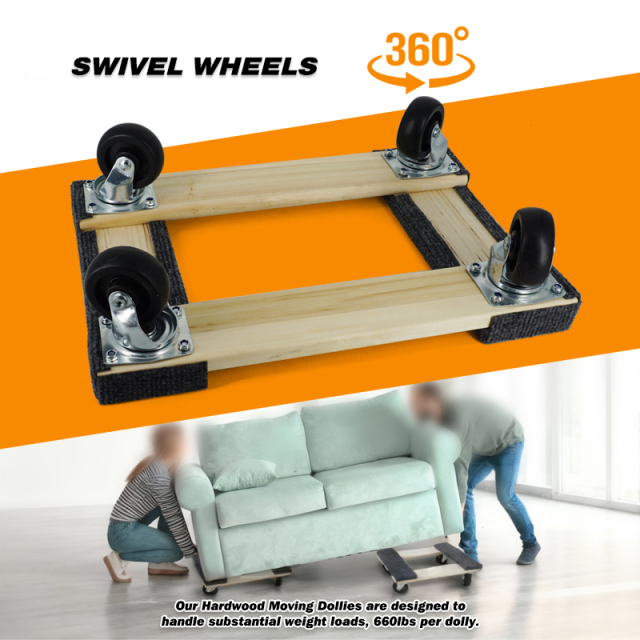 18 In. X 12 In. Hardwood Furniture Moving Dolly