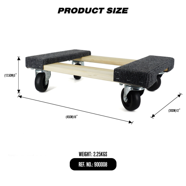 18 In. X 12 In. Hardwood Furniture Moving Dolly