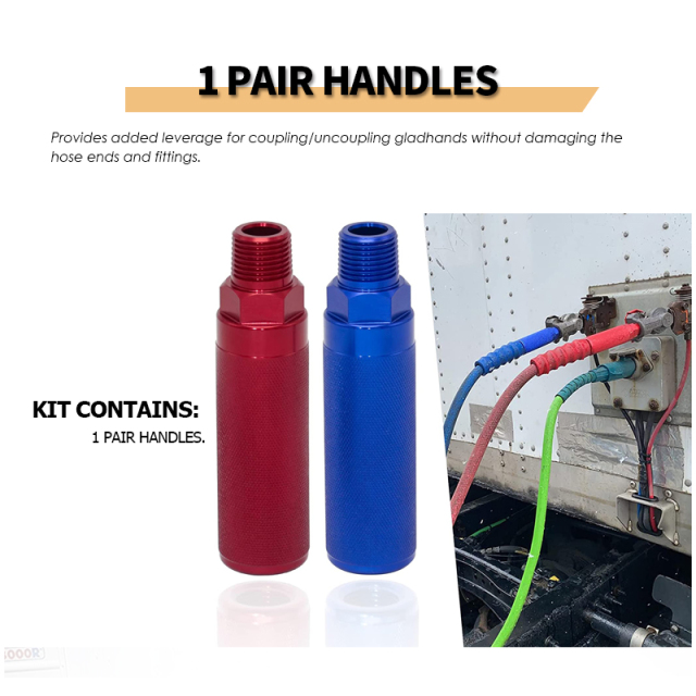 Aluminum Gladhand Grips Glad Hand Extension Handle Set Red Blue for Truck and Trailers Easier Coupleling