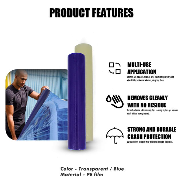 24"X100'X3.5MIL Crash Wreck Wrap Damaged Vehicle Body Protective Wrap