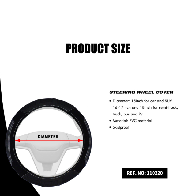 Large Size Steering Wheel Cover PVC Material Great Grip Anti-Slip Design