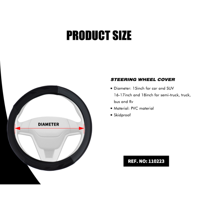 Large Size Steering Wheel Cover PVC Material Great Grip Anti-Slip Design