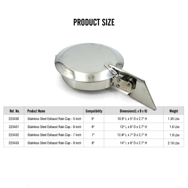 Exhaust Rain Cap Stack Protector for Straight Exhaust Piping on Trucks