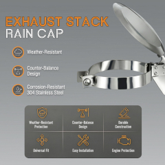 Exhaust Rain Cap Stack Protector for Straight Exhaust Piping on Trucks