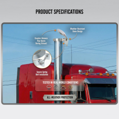 Exhaust Rain Cap Stack Protector for Straight Exhaust Piping on Trucks