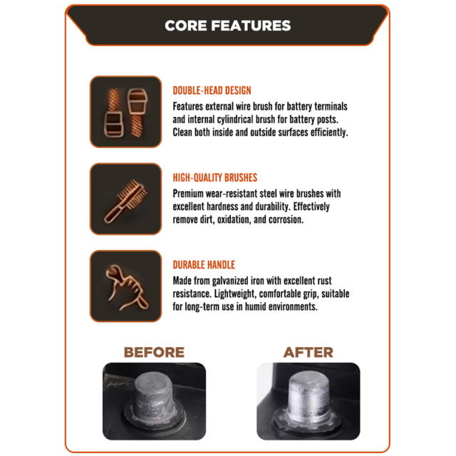 Car Battery Terminal Cleaning Brush Vehicle Battery Post Cleaner Bristle Tool