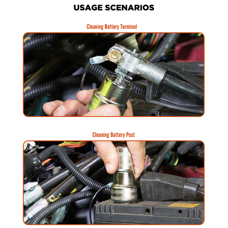 Car Battery Terminal Cleaning Brush Vehicle Battery Post Cleaner Bristle Tool