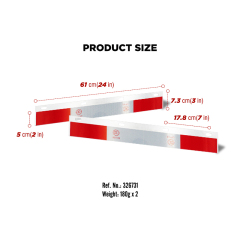 24"x3" Mud Flap Reflector for Semi Truck and Semi Trailer Aluminum Straight Strip with Reflective Tape