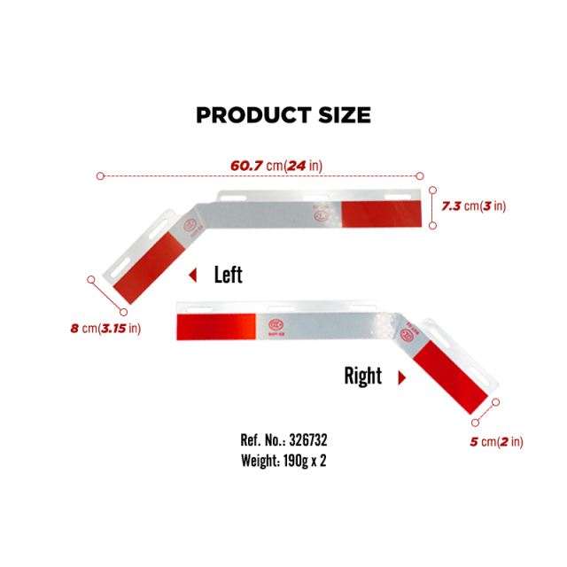 24"x3" Angled Mud Flap Reflector for Semi Truck and Semi Trailer Aluminum with Reflective Tape