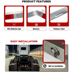 24"x3" Angled Mud Flap Reflector for Semi Truck and Semi Trailer Aluminum with Reflective Tape