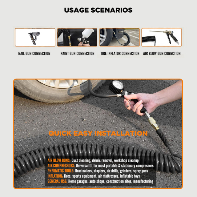 Sliding Coiled Air Hose Kit