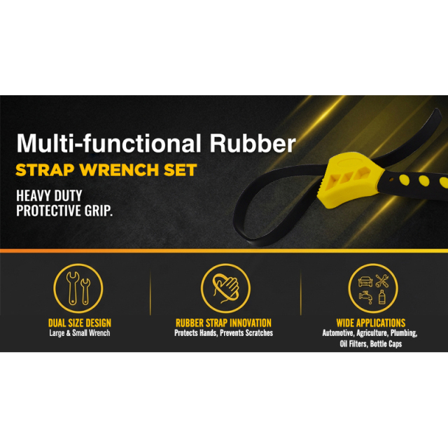 Rubber Strap Wrench Set 2-Piece Adjustable Oil Filter Wrench