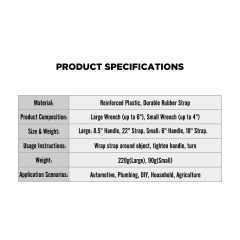 Rubber Strap Wrench Set 2-Piece Adjustable Oil Filter Wrench