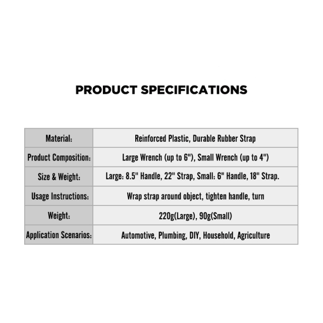 Rubber Strap Wrench Set 2-Piece Adjustable Oil Filter Wrench