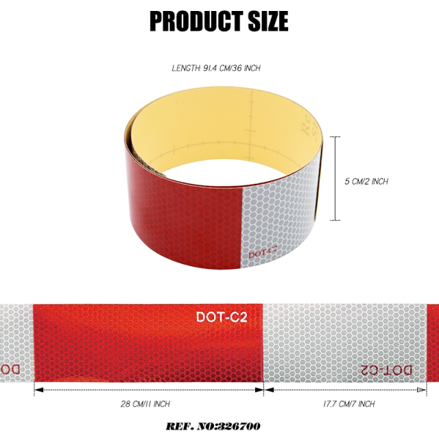 DOT-C2 Flexible red and white PET Reflective Safety Tape