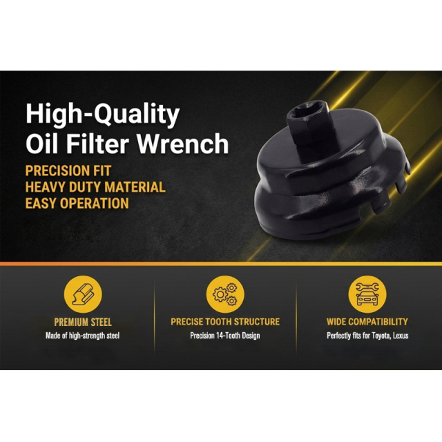 Oil Filter Cap Wrench 64mm 14 Flute Steel Oil Filter Cap Removal Tool