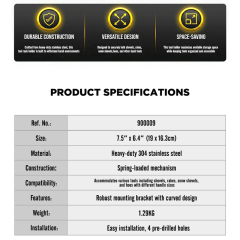 Stainless Steel Spring-Loaded Shovel Holder for Dump Truck and Trailer