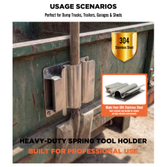 Stainless Steel Spring-Loaded Shovel Holder for Dump Truck and Trailer