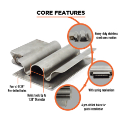 Stainless Steel Spring-Loaded Shovel Holder for Dump Truck and Trailer