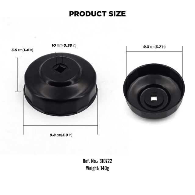 Oil Filter Cap Wrench 93mm 15 Flute Steel Oil Filter Cap Removal Tool