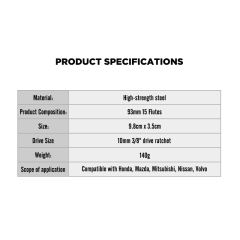 Oil Filter Cap Wrench 93mm 15 Flute Steel Oil Filter Cap Removal Tool