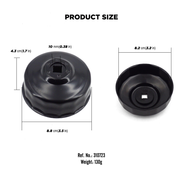 Oil Filter Cap Wrench 80mm 15 Flute Steel Oil Filter Cap Removal Tool