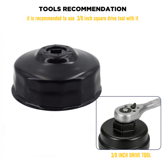 Oil Filter Cap Wrench 80mm 15 Flute Steel Oil Filter Cap Removal Tool