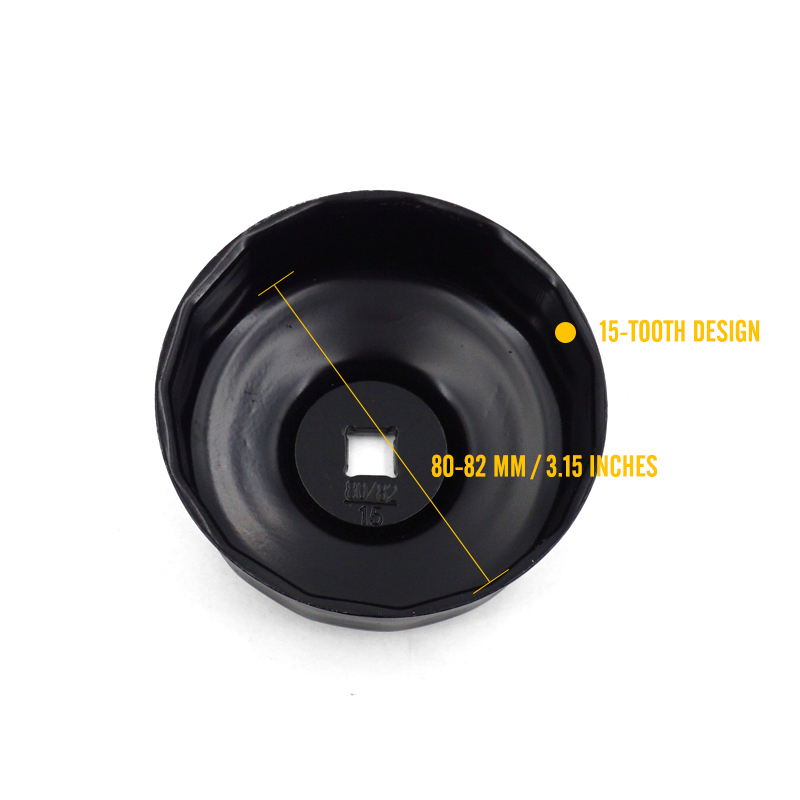 Oil Filter Cap Wrench 80mm 15 Flute Steel Oil Filter Cap Removal Tool