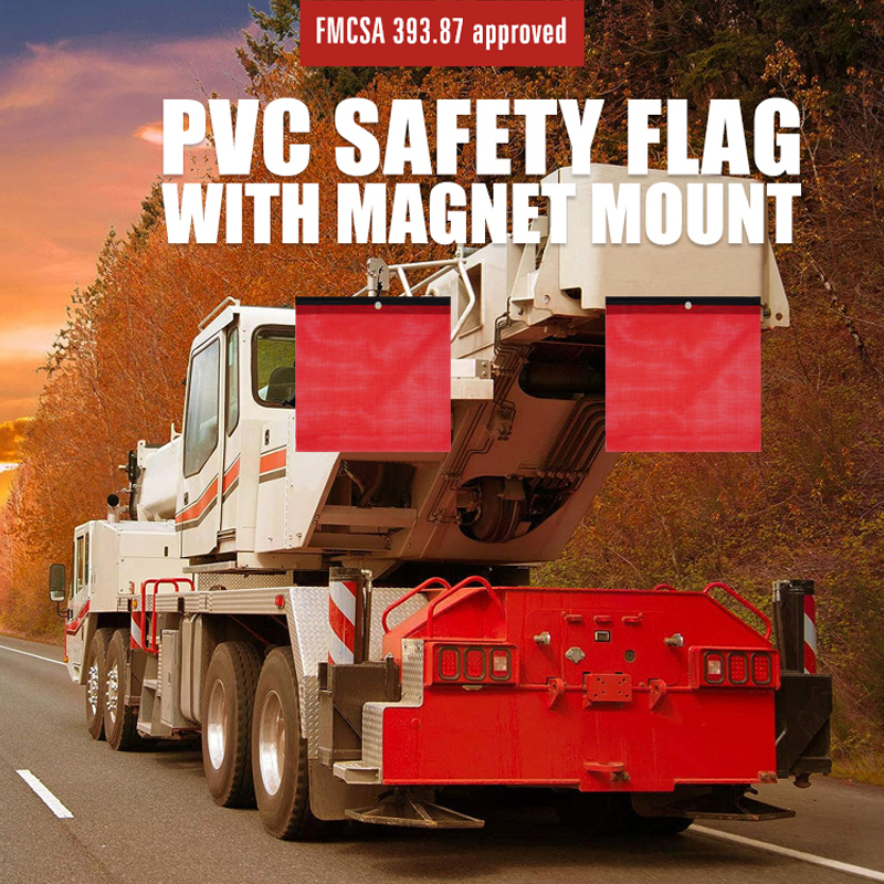 FMCSA 393.87 Approved 18 X 18 Inch PVC Vinyl Mesh Safety Flag with Magnet Mount