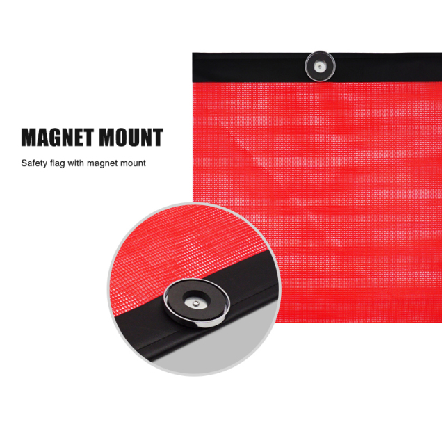 FMCSA 393.87 Approved 18 X 18 Inch PVC Vinyl Mesh Safety Flag with Magnet Mount