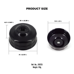 Oil Filter Cap Wrench 74mm 15 Flute Steel Oil Filter Cap Removal Tool