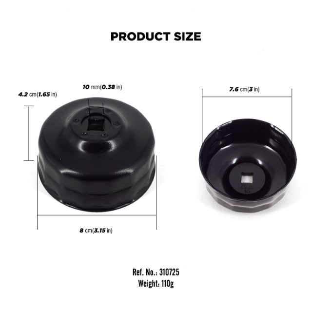Oil Filter Cap Wrench 74mm 15 Flute Steel Oil Filter Cap Removal Tool