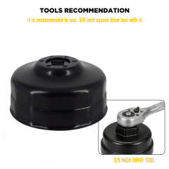 Oil Filter Cap Wrench 74mm 15 Flute Steel Oil Filter Cap Removal Tool
