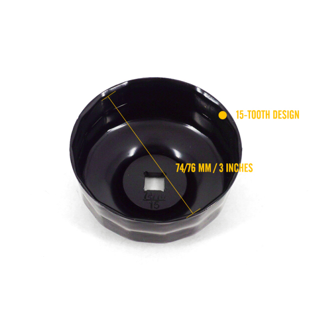 Oil Filter Cap Wrench 74mm 15 Flute Steel Oil Filter Cap Removal Tool