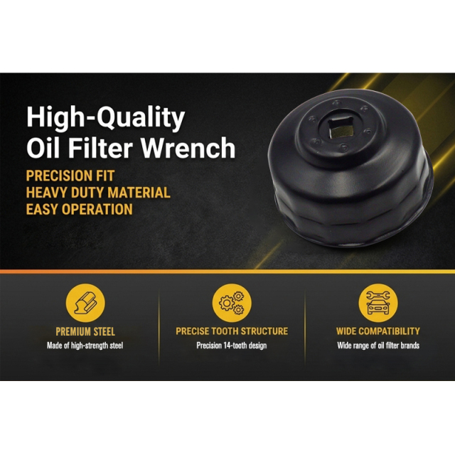 Oil Filter Cap Wrench 67mm 14 Flute Steel Oil Filter Cap Removal Tool
