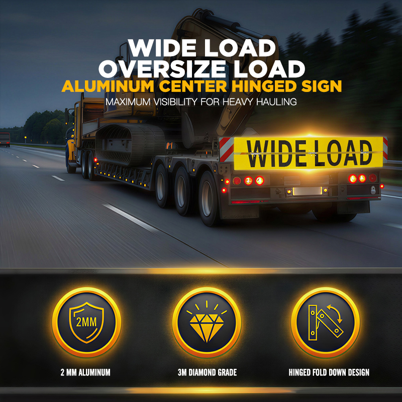 WIDE LOAD OVERSIZE LOAD Aluminum Center Hinged Sign