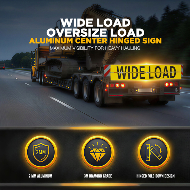 WIDE LOAD OVERSIZE LOAD Aluminum Center Hinged Sign