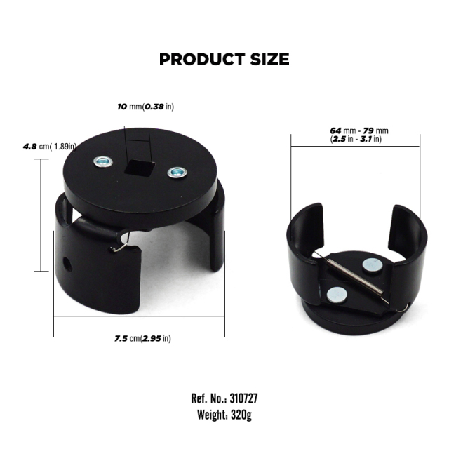 Oil Filter Cap Wrench Adjustable Range 64mm to 79mm Steel Oil Filter Cap Removal Tool