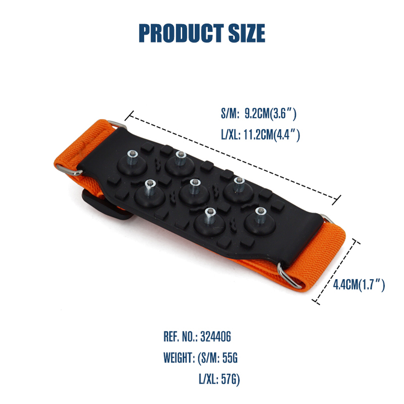 Ice Cleats Mid-Sole with 7 Tungsten Spikes Snow Traction Cleats Anti Slip Crampon Adjustable Strap