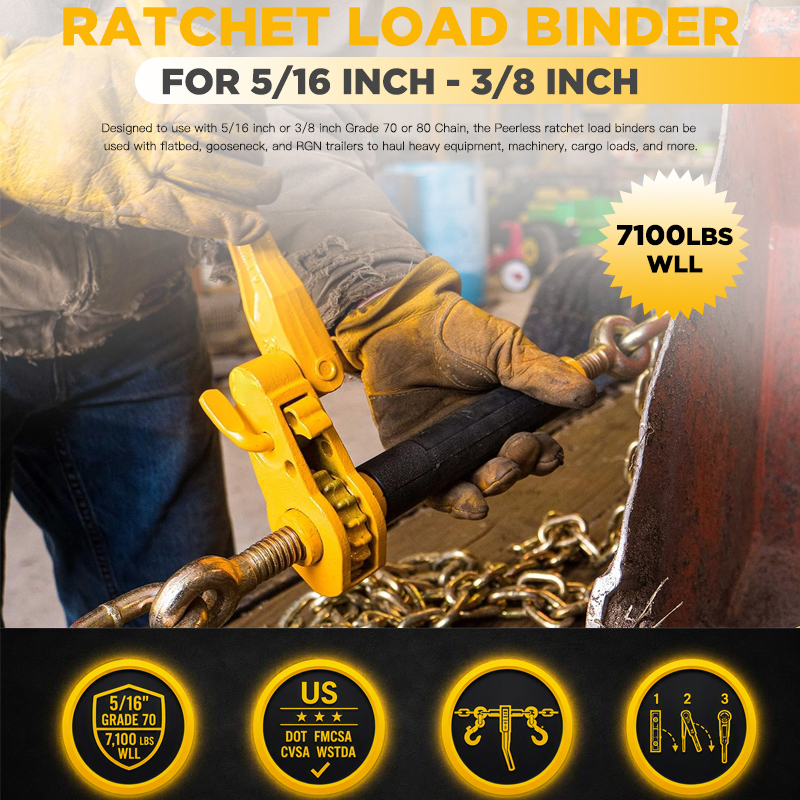 Ratchet Load Binder for 5/16 Inch - 3/8 Inch
