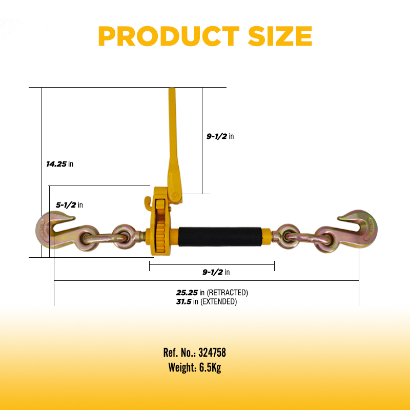 Ratchet Load Binder for 3/8 Inch - 1/2 Inch