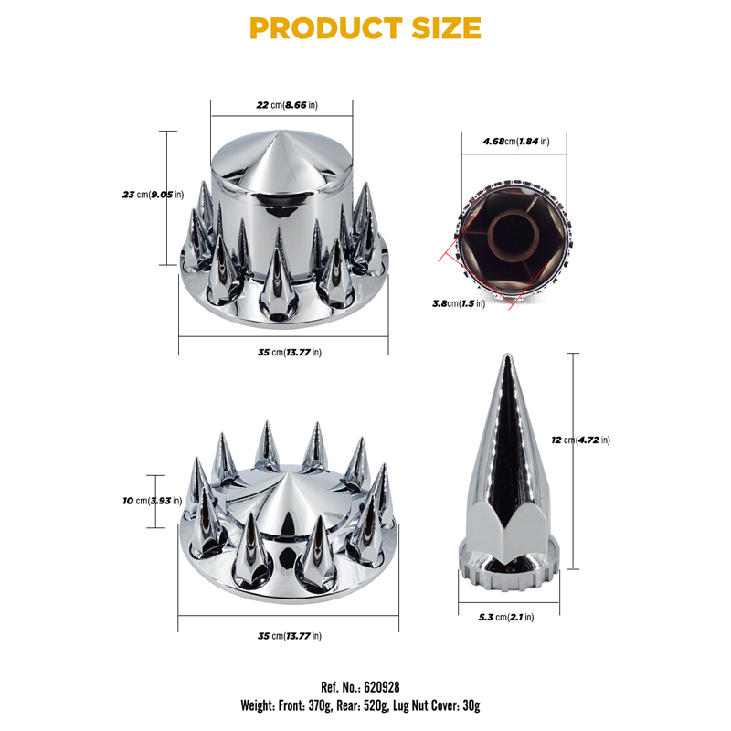 Chrome ABS Complete Axle Cover Set Dome Style